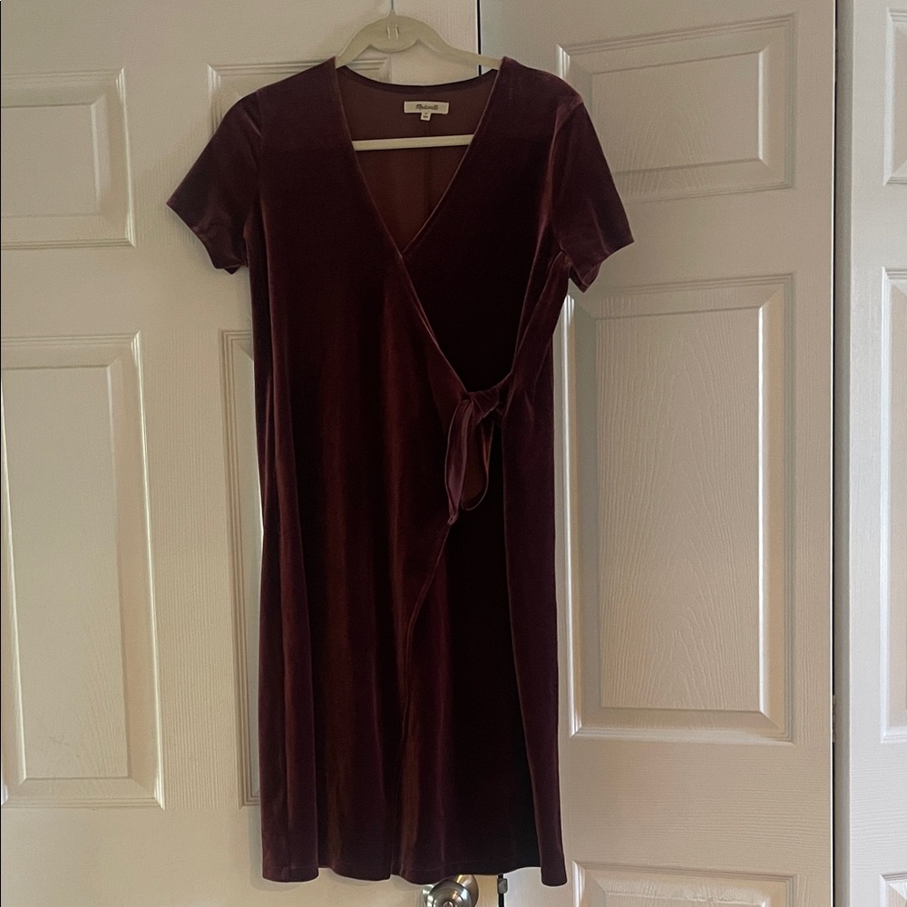 Madewell Deep Burgundy Velvet Midi Dress